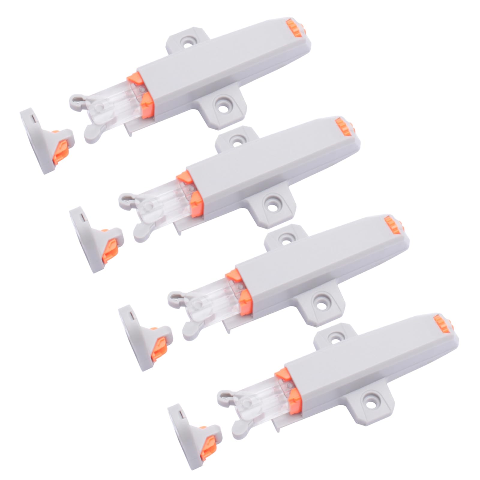 Tertioi Gray Push Open Cabinet Latch 4 Strong Push Out Design, Everyday Closet Latch For Kitchen Utensils And Closets