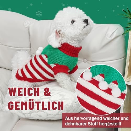 Supet Hundepullover Winter für kleine Grosse Hunde – Weicher gestrickter Hundepulli mit hohem warm, elastisch, Hundemantel für Dackel, Französische Bulldogge, XS-XXL, Weihnachten & Alltag(XS)