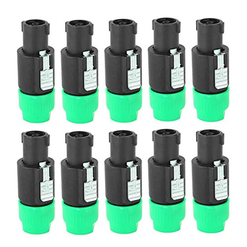 Jeanoko 10PCS C-NL4FC Humanized Conductive Speakon Cable Connector Audio Speakon Cable Mount Connector Lock Speaker Plug for Cables 6~15mm(Green)