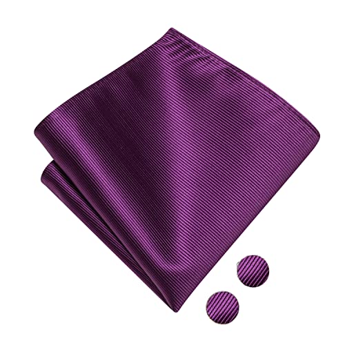 Image of Hi-Tie Mardi Gras Bow Ties for Men Deep Purple Pre-Tied Pocket Square Lapel Pin Cufflinks Mens Bowtie Sets for Wedding Formal Party