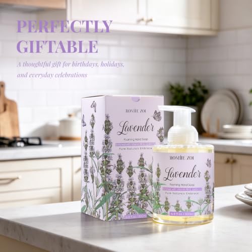 Image of ROMIIE ZOI Foaming Hand Soap, Lavender, 500ml / 16.8fl.oz | With Gift Box, Gentle cleansing, nourishes skin without drying