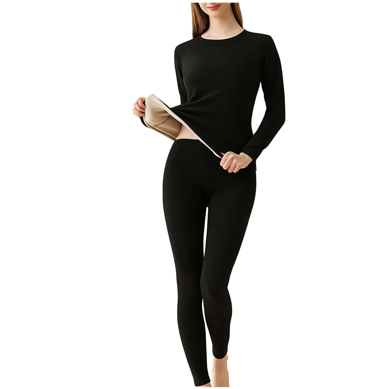 Women's Thermal Underwear Fleece Lined Cotton Long Johns Base Layer Pajamas Lightweight Soft Warm Comfy Top Bottom Sets