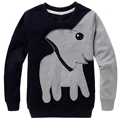 Boy Shirts Toddler Long Sleeve Top Kids Elephant Tee Toddler Sport Sweatshirt 3T Black