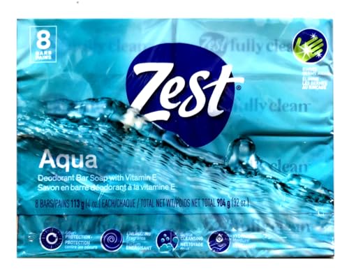 Image of Zest Aqua Pure Cleansing Bar Soap 20% More Moisture 8 Count Pack of 2