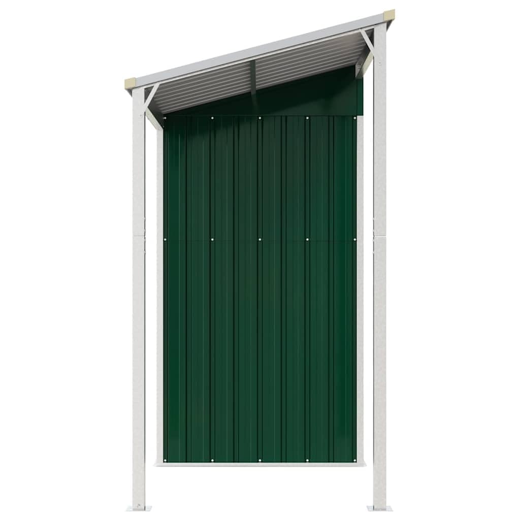 vidaXL Capanno Giardino con Tetto Esteso Verde 277x107x181cm Acciaio