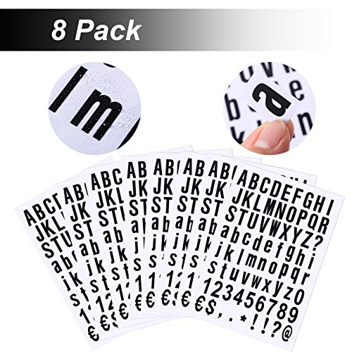 Image of Zonon 8 Sheets Mailbox Numbers Letters Stickers,1 Inch,Black in White