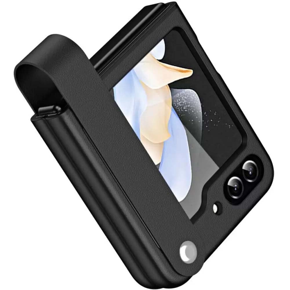 Scalebee Leather Back Cover For Samsung Galaxy Z Flip 5 / Flip5 5G Light Weight Adjustable Strap Bracket Protective Case (Black) (B0CKHZL31N) Amazon Price History, Amazon Price Tracker