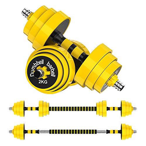 Adjustable Dumbbell Barbell, Free Weights 2-in-1 Dumbbell Barbell Set, Non-Slip Hand Dumbbell for Home, Gym, Office (Barbell 66LB or 33LB Dumbbell Pair)