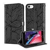[Patrón de espeleología del árbol de la vida] Fundas para iPhone SE 2020 / iPhone 8 / iPhone 7, simples y elegantes. La cubierta exterior hecha de material de cuero PU de alta calidad, con buena resistencia al impacto, protege completamente su teléfono móvil para evitar arañazos y polvo.