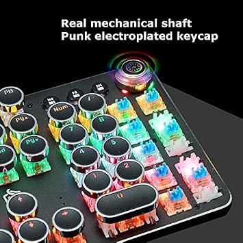 K820 Multimedia Mechanical Keyboard Retro Punk Button keycap Luminous Mechanical Keyboard Computer Game Wired Keyboard, BLACK, 45x14x3CM