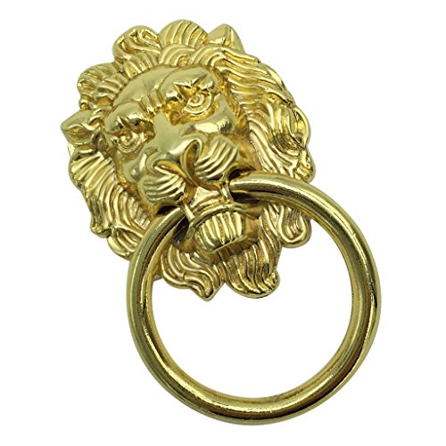 Homyl 2x Puxador de Cabeça de Leão Puxador Porta Cabine Gaveta Decoração de Móveis Dourado, S