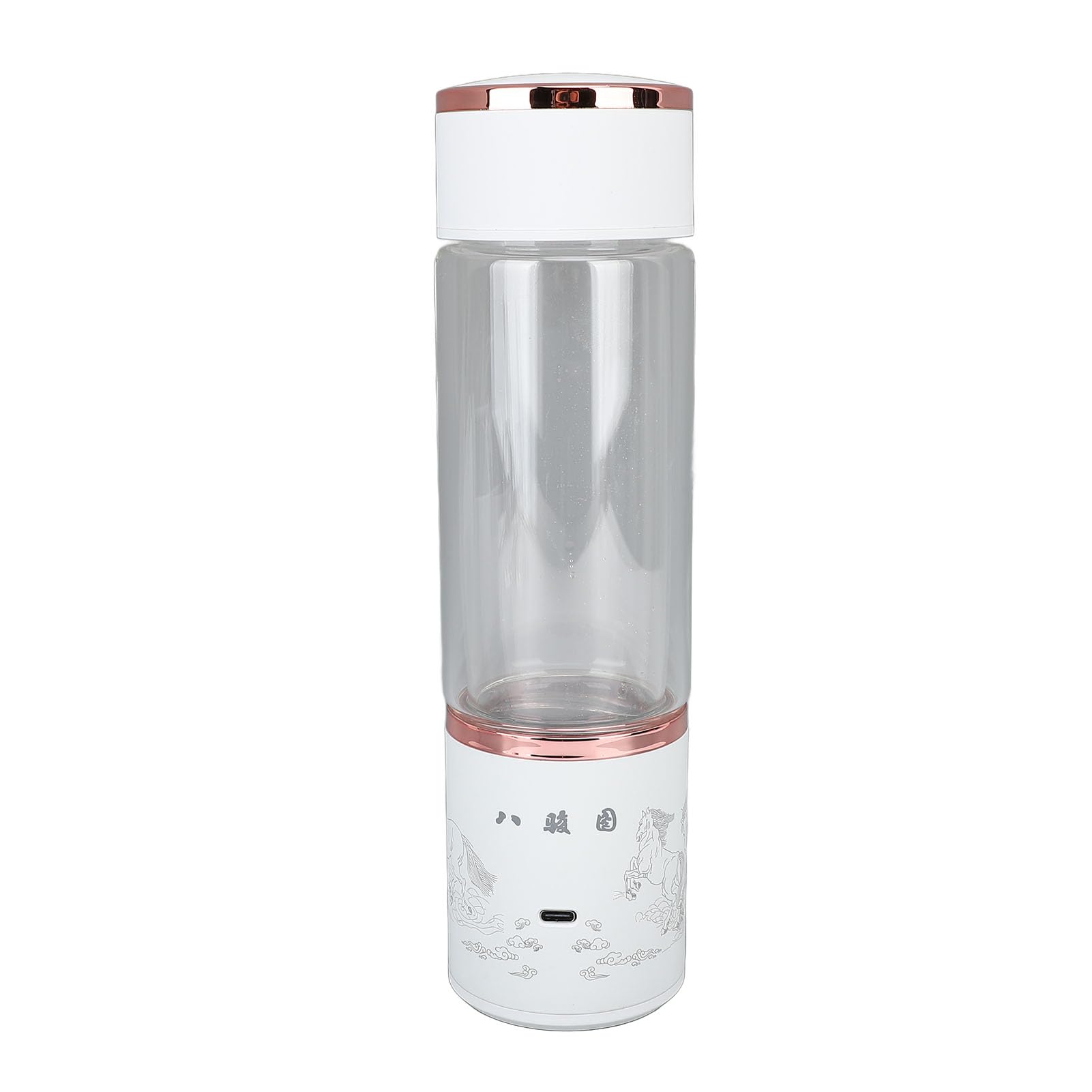 Générateur de Bouteille D'eau D'Hydrogène de 350 Ml, Ioniseur D'eau en Verre de 5000 Ppb, Tasse de santé en Verre D'eau Riche en Hydrogène pour la Maison, le Bureau, les Voyages,