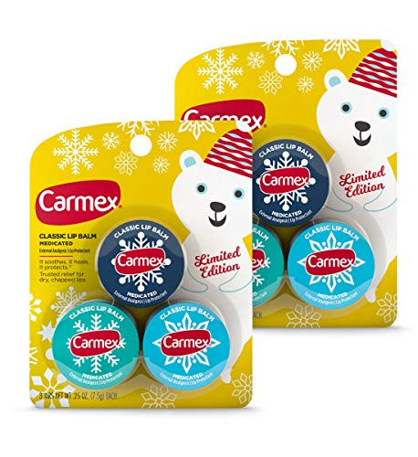 Carmex Medicated Lip Balm Jar, Limited Edition Holiday Lip Balm Pack of 3 (2)