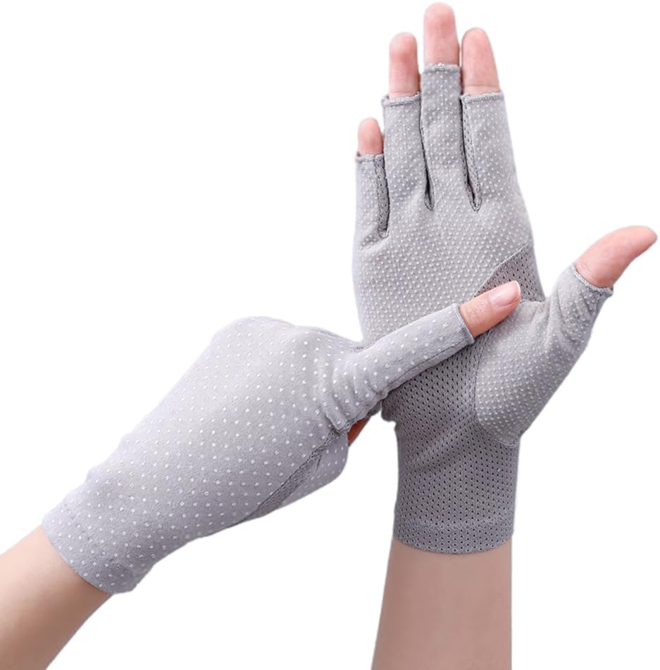 INOGIH Women Sunblock-Fingerless Gloves UV-Sun-Protection Driving Non-Slip Outdoor Gloves for Women Girls
