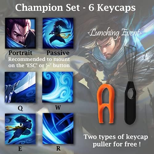 League of Legends Custom Keycaps (Champion Nidalee) - Laser Engraved with Each Champion's Portrait, Passive, and Skills. Fit with Any Mechanical Keyboard. League of Legends Gift for Gamers - 1