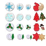 VONKAKOO Set of 16pcs Holly Leaf, Snowflake, Snowman, Santa, Christmas Tree Plunger Cookie Cutters Christmas Biscuits Embossing Molds