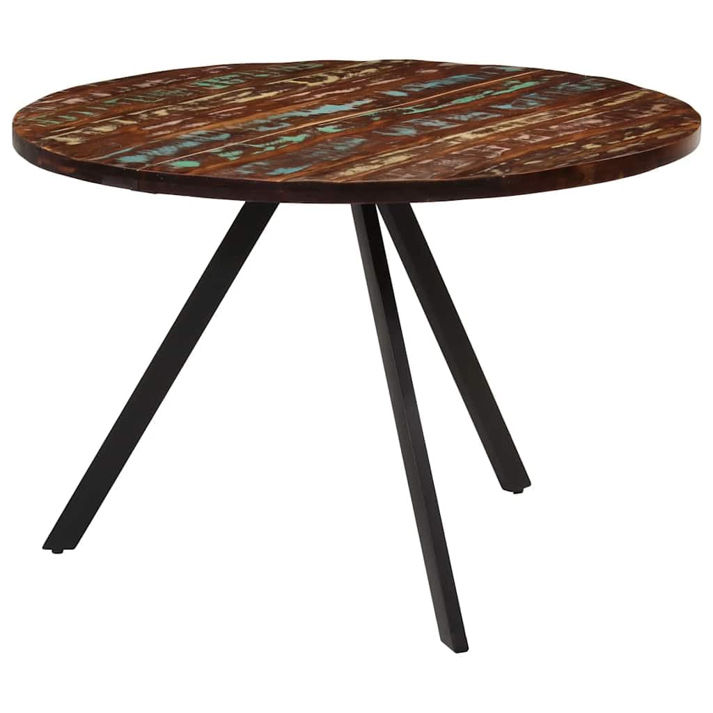 Table en bois massif recyclé vieilli et son cadre en fer
