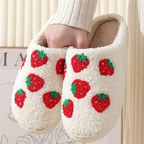 Cute Strawberry Pattern Women's Bedroom Slippers - Warm, Soft, Fuzzy, Non-Slip 6