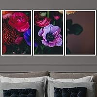 3 Piece Framed Canvas Wall Art Colorful Bohemian Bouquet Canvas Prints Home Artwork Decoration for Living Room,Bedroom - 16