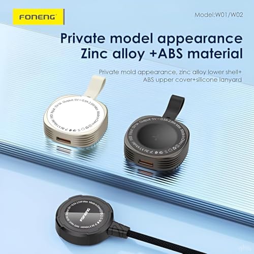 Image of Addtam 2.5W Magnetic Wireless Smartwatch Charger Stand for Apple Watch Ultra 3 /2 /1, Series 11 /10 /9 /8 /7 /6 /SE3 /SE2 /5 /4, Portable Type C & Lightning iWatch Charging Dock Compatible with iPhone Watch