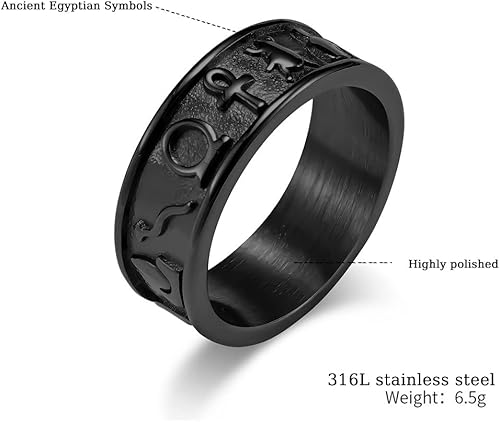 Miniatura 5 de Anillos para ansiedad, anillo de acero inoxidable, anillo de ojo de Horus, anillos de Anubis negroplataoro, anillo giratorio para la ansiedad,