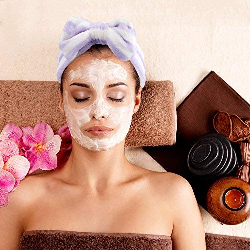 Jaciya 6 Pieces Face Headband Wash Makeup Spa Headbands for Washing Face Bow Hair Band Fuzzy Headbands for Women Bath Headband Skincare Headbands Slumber Party Supplies for Girls Towel Headband