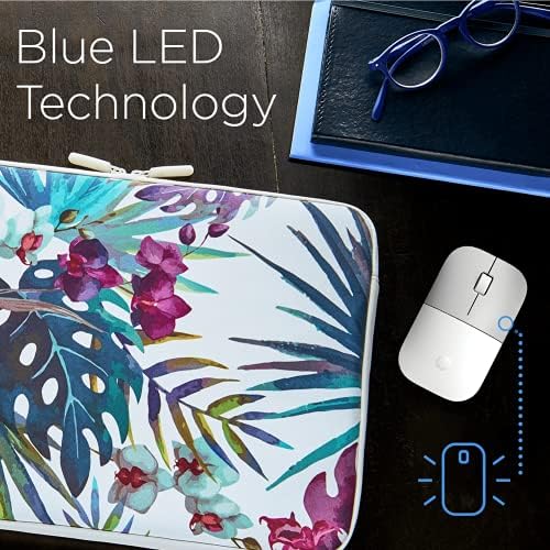 HP Z3700 White 2.4 GHz USB Slim Wireless Mouse with Blue LED1200 DPI Optical Sensor, Up to 16 Months Battery Life