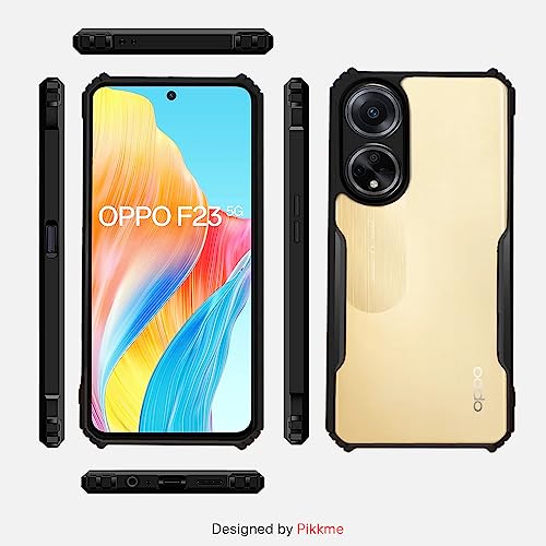 Image of Pikkme Oppo F23 5G Back Cover | Crystal Clear Transparent Back | Ultra Hyrbid | Full Camera Protection | Raised Edge | Bumper Back Case for Oppo F23 5G (Plastic, Black)