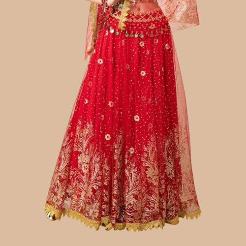 Jupe rouge de princesse Jasmine pour costume de danse du ventre femme