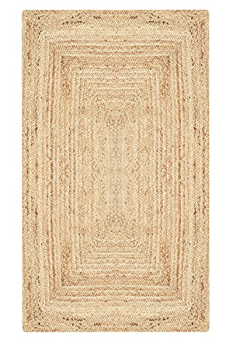 MARRAKESCH Nora Alfombra de yute tejida a mano, estrecha, 140 x 70 cm, trenzada, para exteriores como jardín o balcón, para interiores como pasillo, cocina, baño