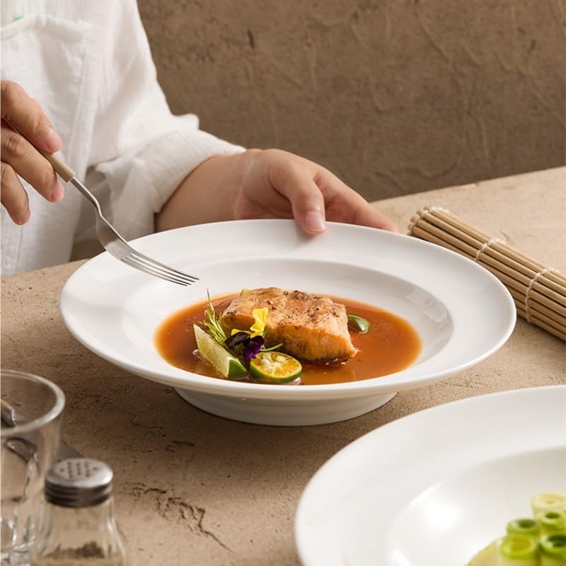 Plato hondo redondo for el hogar, plato de sopa, tallo, ensalada creativo Plato de Pizza