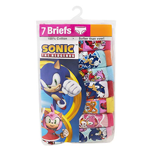 Sonic The Hedgehog Girls' 7-Pack 100% Cotton Underwear Available in Sizes 4, 6, and 84