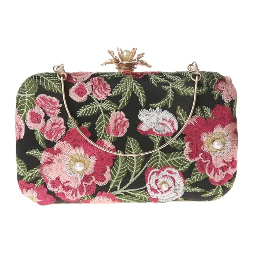 Image of Womens Vintage Floral Embroidery Clutch Evening Handbag Shoulder Bags Purse for Wedding Party Prom