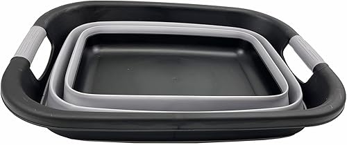 Miniatura 3 de SAMMART Cesta de lavandería plegable de 25L (6.6 galones) - Contenedororganizador de almacenamiento plegable, capacidad de agua 20L (negrogris