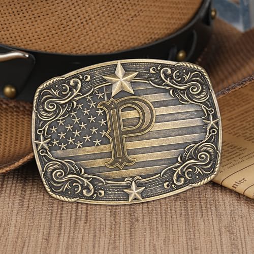 Image of Western Belt Buckle for Men Women Initial Letter A to Z Cowboy Belt Buckle Texas Buckle hebillas vaqueras para hombre