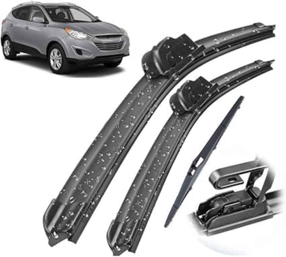 XYUASDGB Premium Exact Fit Windscreen Wiper Blades for Hyundai Tucson MK2 ix35 2010-2015 Durable Natural Rubber Easy Fit for a Quiet and Streak Free Wipe