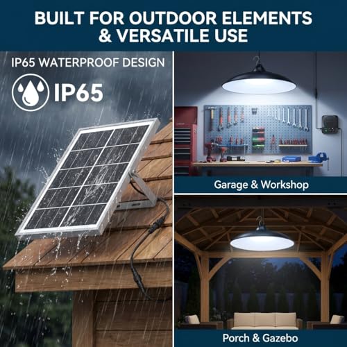 Image of Solar Shed Lights Indoor Outdoor, 3200LM Motion Sensor Pendant Light Daytime Available with Remote & Button Control, IP65 Waterproof 4 Lighting Modes for Barn Garage Gazebo Chicken Coop Shop - 1 Pack