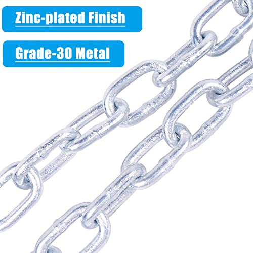 Image of 54 inch Extra Long Trailer Safety Chain Kit w /Dual 5 /16 inch Hooks 2PK | Grade 30 zinc-plated steel towing chains with dual 5 /16 inch spring hooks. 7,000 lbs capacity for RV, boat & utility trailer.