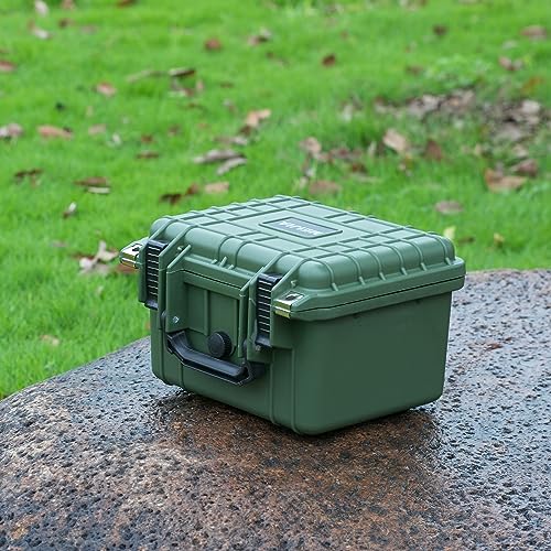 Image of MEIJIA Portable All Weather IP67 Waterproof Camera Case,hard case with Customizable Fit Foam,Fit Use of Drones,Camera,Equipments,10.62 x9.68x6.87inches(Green)