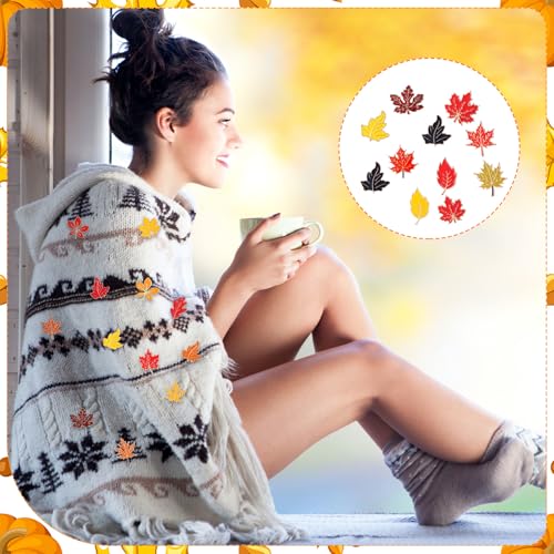 Image of Giegxin 40 Pcs Maple Leaf Enamel Pins Bulk Fall Lapel Pins for Backpacks Autumn Maple Leaf Brooches for Clothes Bags Hats Accessories Gifts