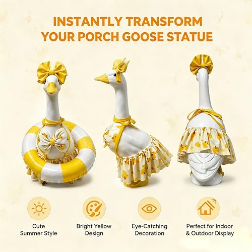 Porch Goose Outfit Fits 23" Goose Statue, Goose Summer Outfit Porch Goose Bikini Clothes Costume with Headband & Swimming Ring for Outdoor Garden Lawn Yard Decor (Swimsuit) — view 3