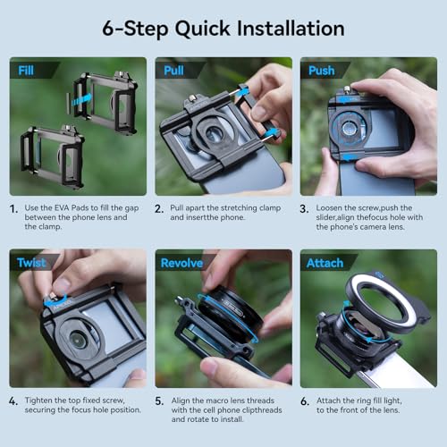 APEXEL 10-20X Macro Lens for iPhone & Android Phones | HD Photography Lens Kit with Universal Clip & 45-Mode Fill Light | Capture Still Life Close-Ups, Insects, Plants, Jewelry, Food & Small Objects
