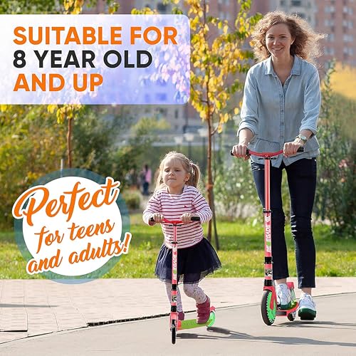 Image of Hurtle Lightweight and Foldable Kick Scooter, Watermelon (HURTS89)