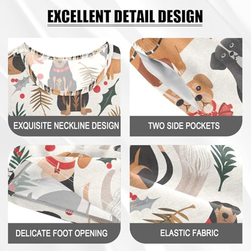 ALAZA Merry Christmas Pug Dog New Year Pajamas Set Short Sleeve Cotton Sleepwear Summer Pjs 2 Piece 5-14Y4