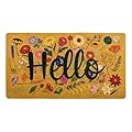 Vikodah Hello Welcome Summer Coir Doormats - Floral Doormat Rug Non-Slip Coir Flowers Door Mats Rugs 17x29
