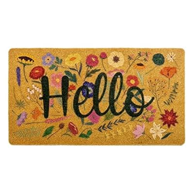 Vikodah Hello Welcome Summer Coir Doormats - Floral Doormat Rug Non-Slip Coir Flowers Door Mats Rugs 17x29