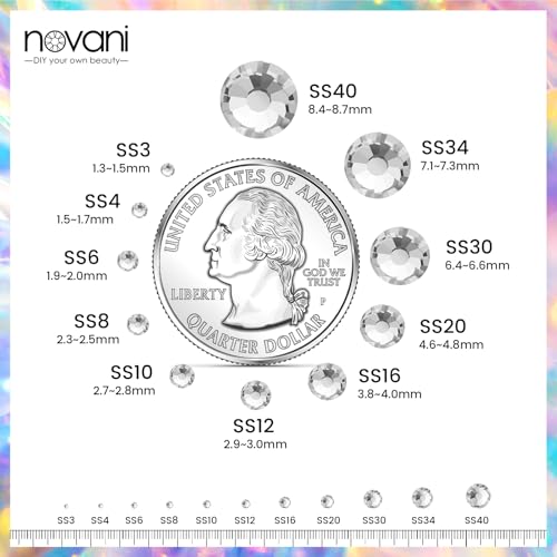 Image of Novani Rhinestones 1440pcs SS10 Glass Rhinestones Crystal Flatback Gemstones for Crafts Nails Makeup Bags and Shoes Decoration(SS10, Crystal Clear)