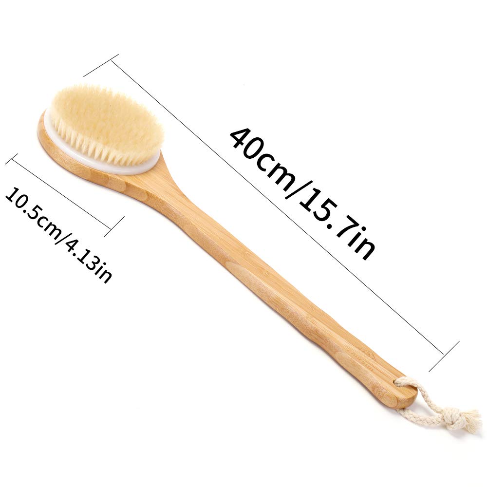4-teiliges Dusch-Peeling-Set – Mit Langstieliger Rückenbürste, Netzkissen & Weichen Borsten