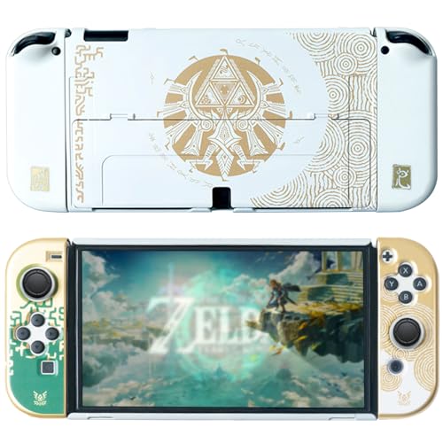 Funda Zelda Switch OLED, Funda Protector Switch OLED Zelda Tears of The Kingdom, Estuche Switch Accesorios Dockable (Funda Blanco para Switch OLED)