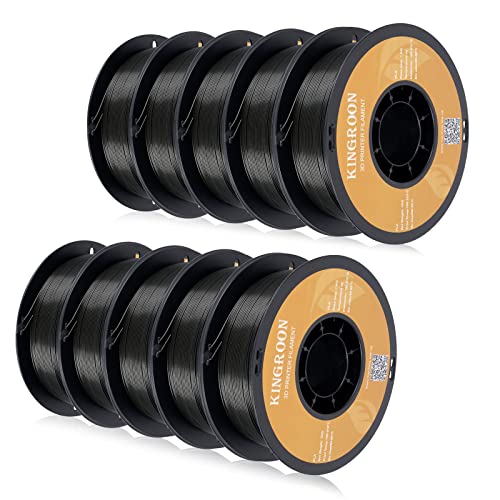 Image of Kingroon PLA 3D Printer Filament,10 Rolls, Dimensional Accuracy + /- 0.02 mm, 10kg Spool(22lbs), 1.75 mm,Black